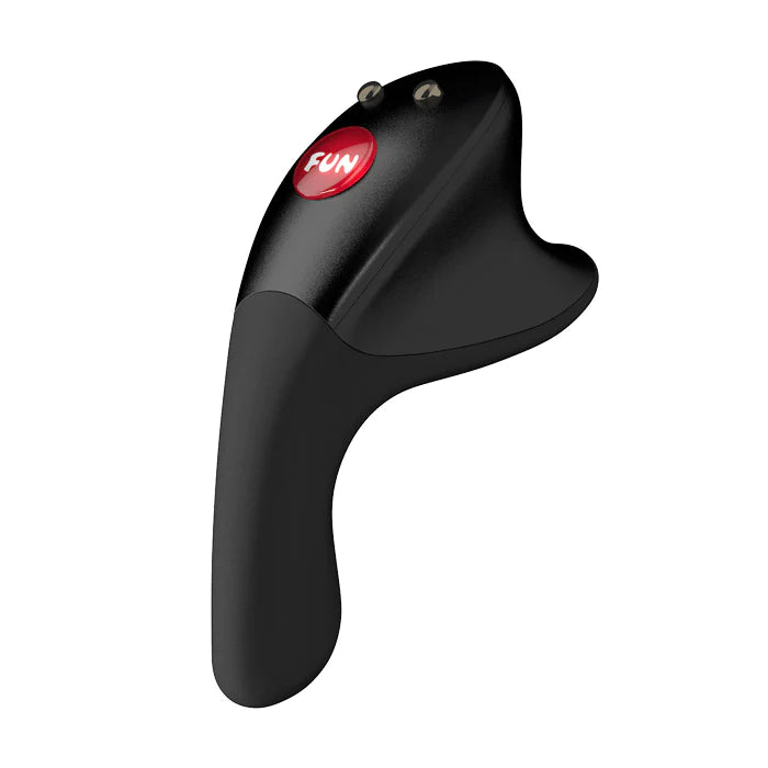 Fun Factory Be-One finger vibrator. Black with small red FUN logo.