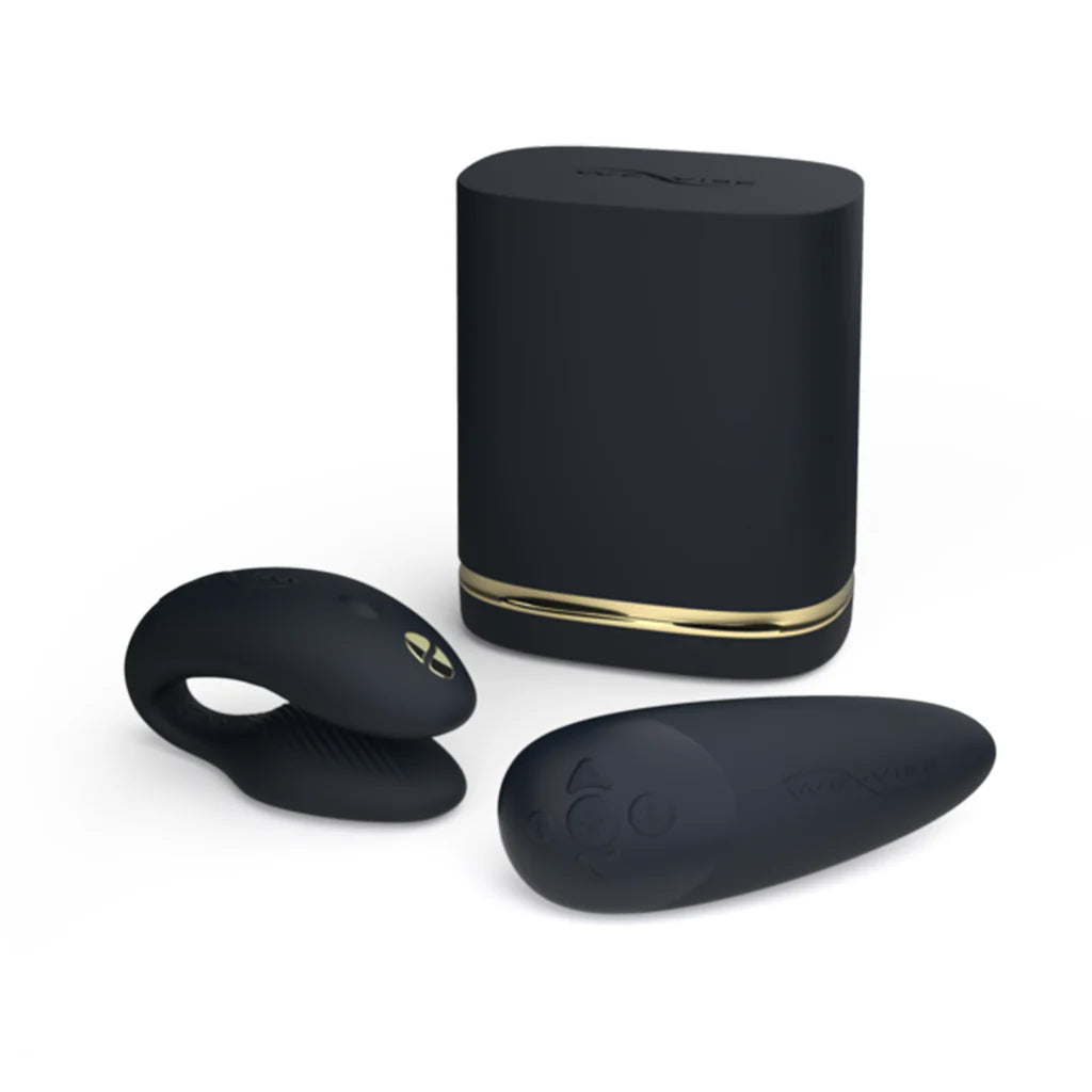 The Golden Moments Collection 2: We-Vibe Chorus and Womanizer Premium 2, both in black.