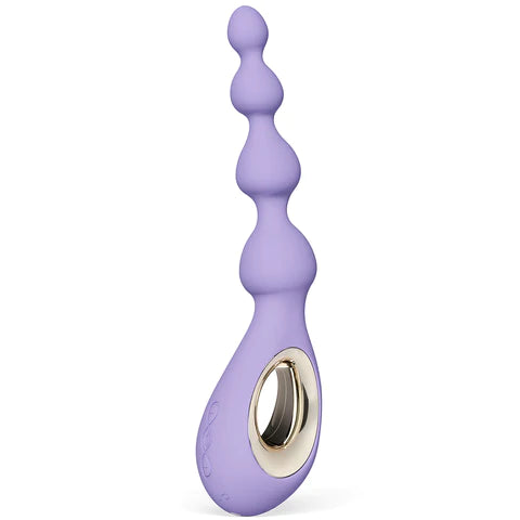 Lelo Soraya Beads vibrating anal massager in violet dusk colour.