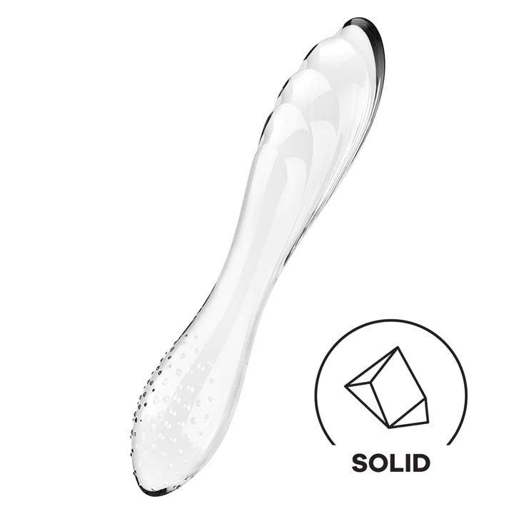 Close-up of textured smooth surface of transparent sex toy.
