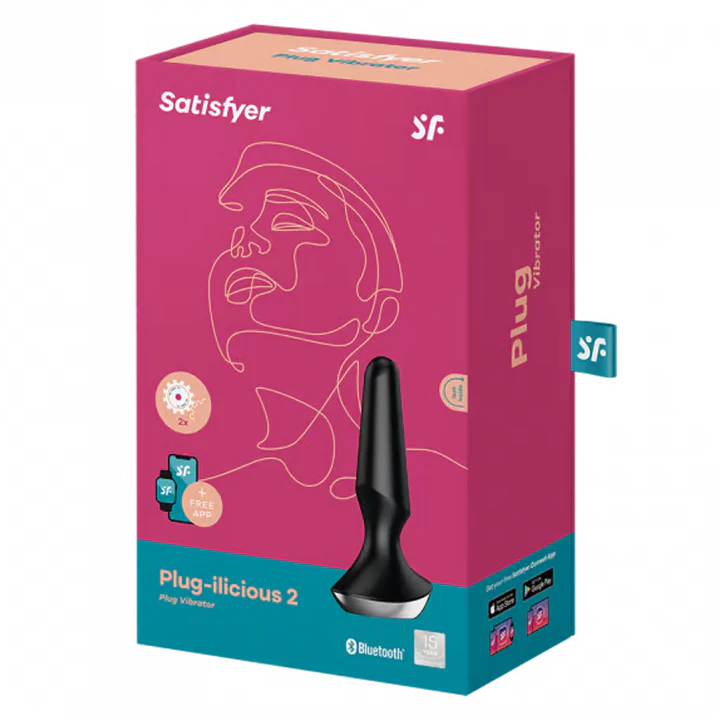 Pink/blue box for Satisfyer anal vibrator.