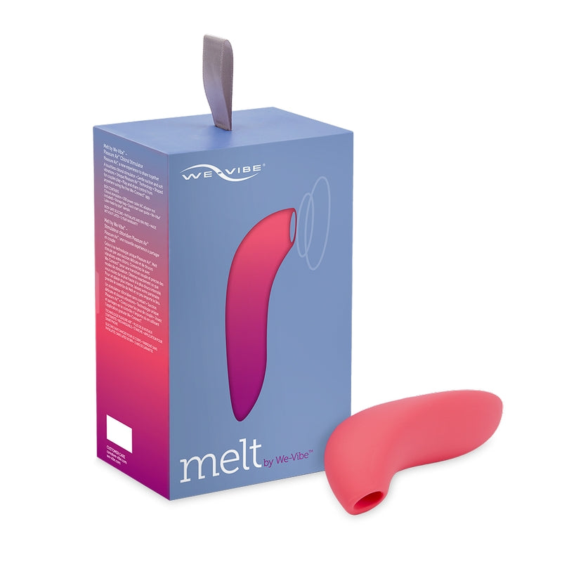 Pink We-Vibe Melt shown with packaging in background.