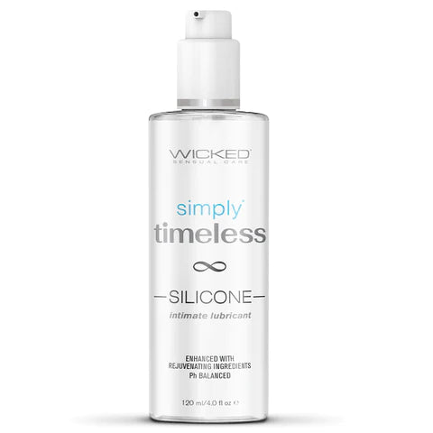 Wicked Simply Timeless Silicone 4oz Lubricant. Front label.