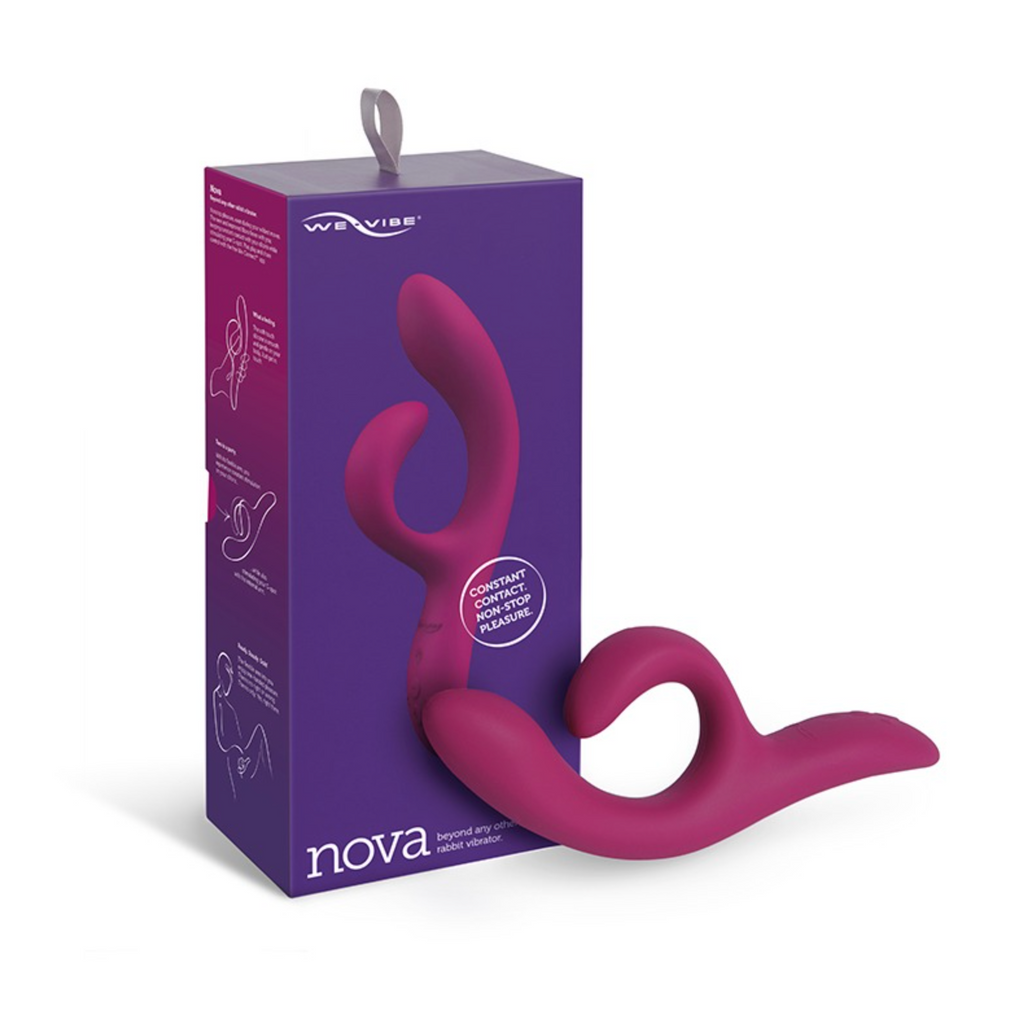 Pink version of We-Vibe Nova 2 shown with box.