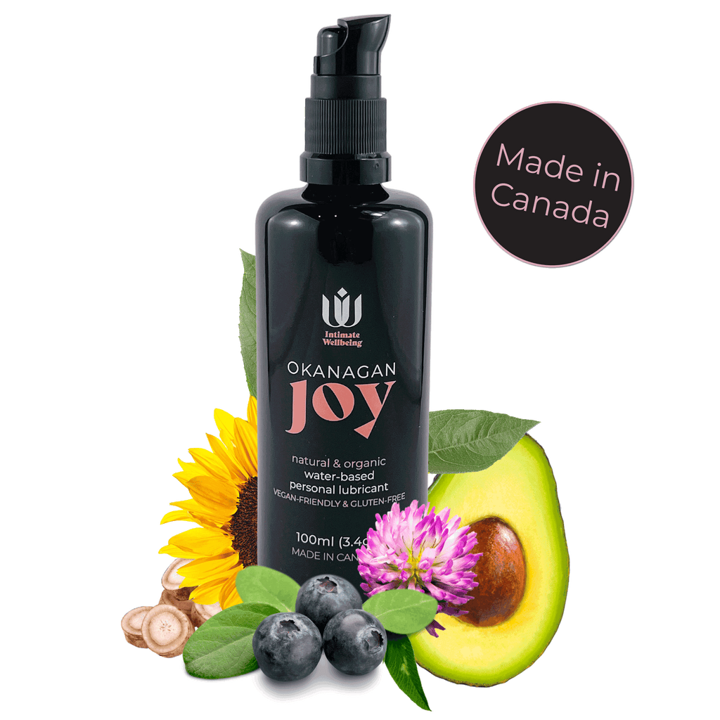 Okanagan Joy natural and organic water-based personal lubricant. Vegan-friendly and gluten-free.