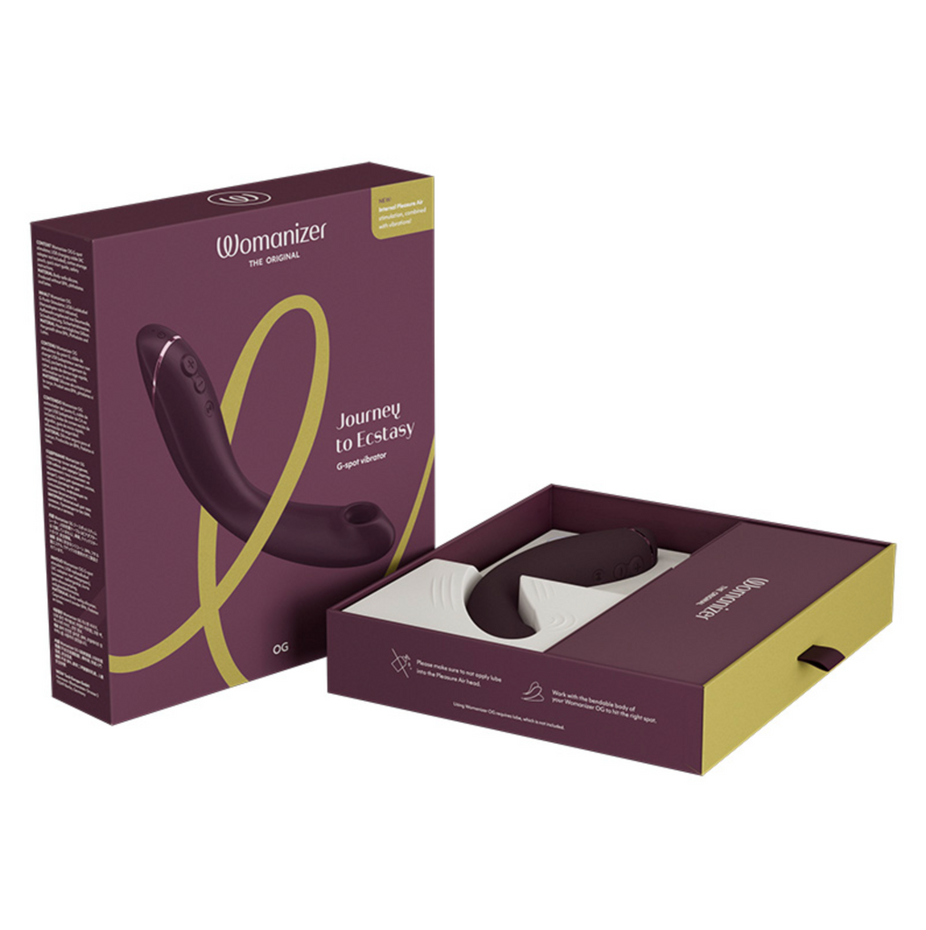 Open box view with aubergine vibrator.